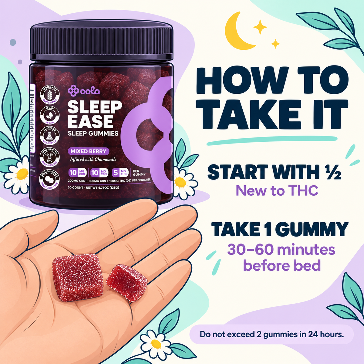 How to take Oola Sleep Ease gummies