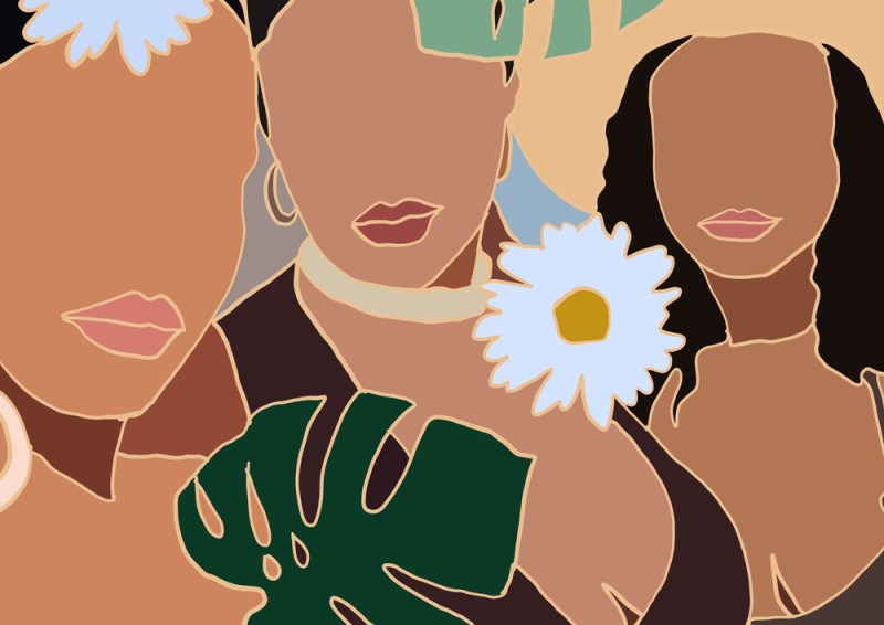 Abstract illustration of three black women's silhouettes