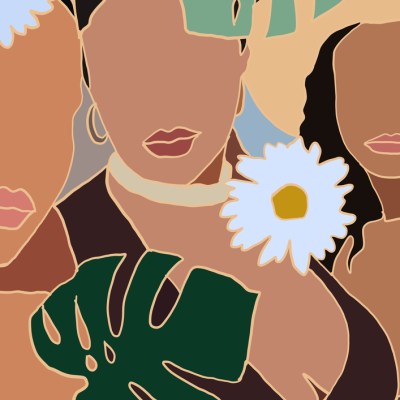 Abstract illustration of three black women's silhouettes