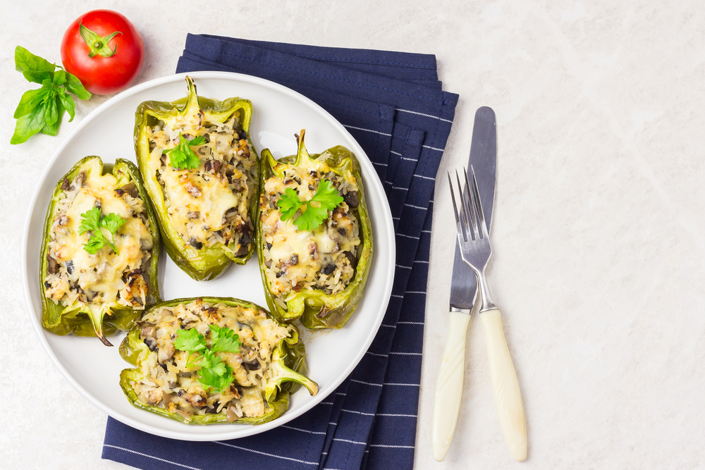 baked peppers filled with rice