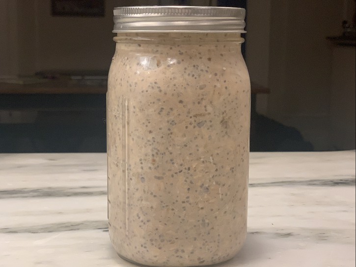 banana overnight oats in a mason jar