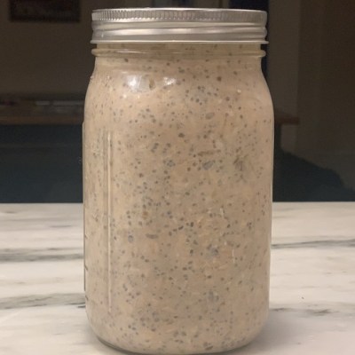 banana overnight oats in a mason jar