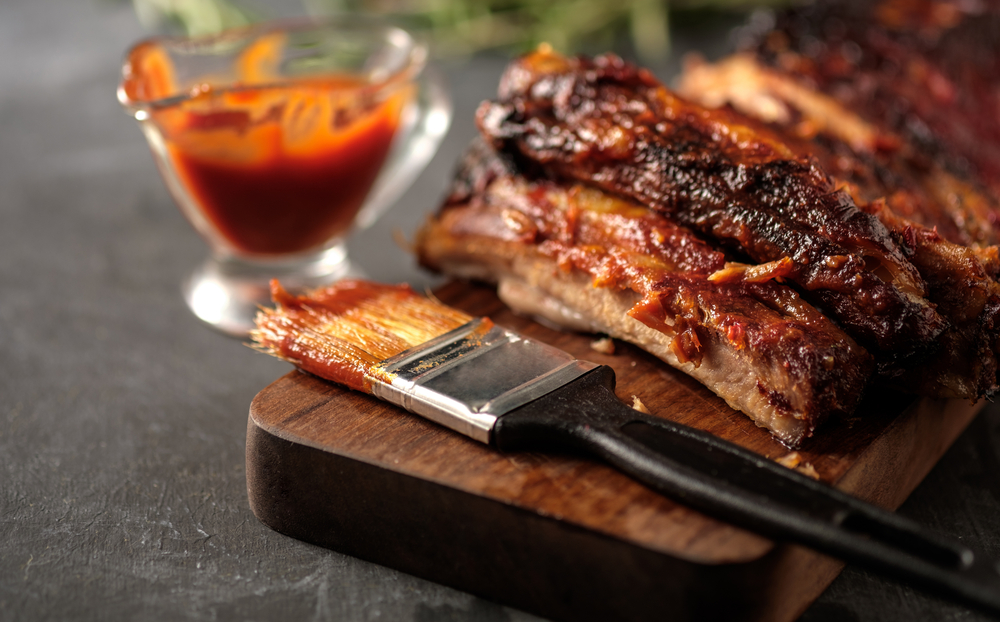 Bbq ribs, sauce and brush