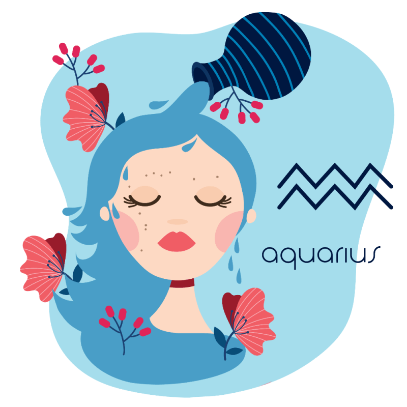 beautiful woman with aquarius zodiac sign vector illustration design