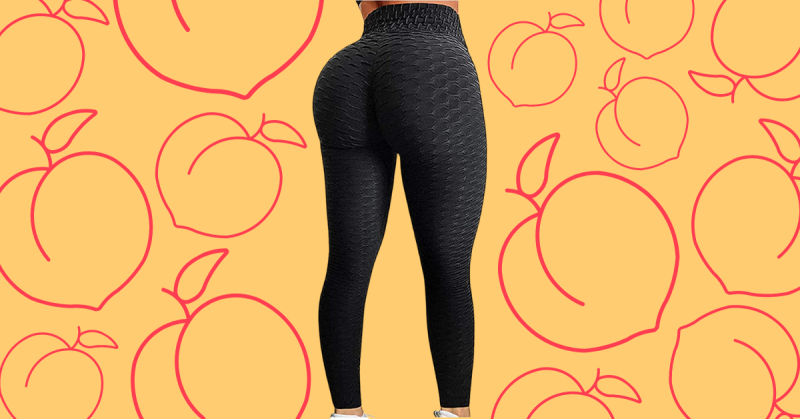 booty leggings on peaches background