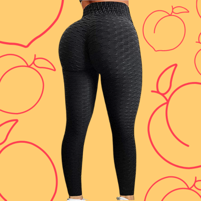 booty leggings on peaches background