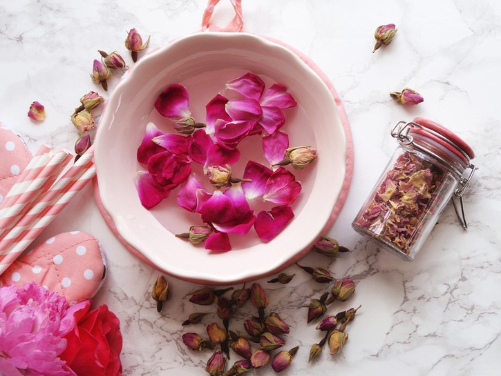 bowl of rose petals