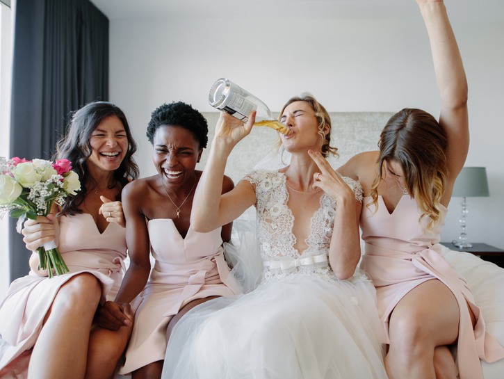 bride with bridesmaids