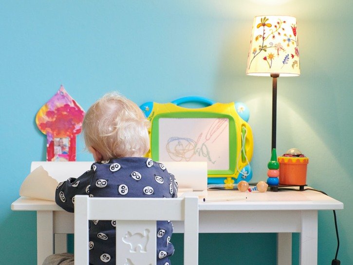 child at desk