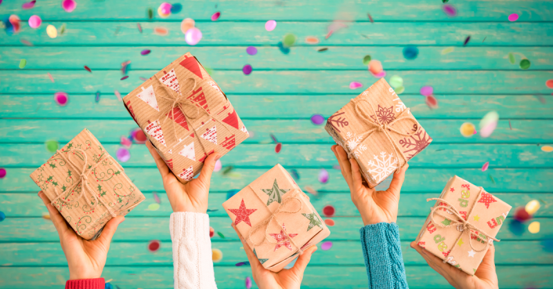 Children Holding Christmas Gift Boxes