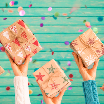 Children Holding Christmas Gift Boxes