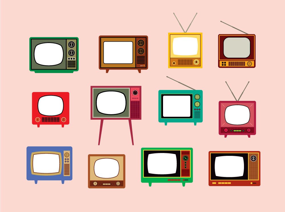 classic vintage television vector set