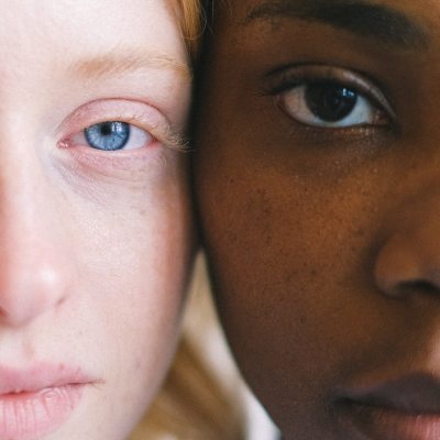 close-up of women's faces