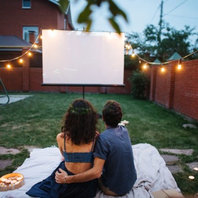 couple watching outdoor movie