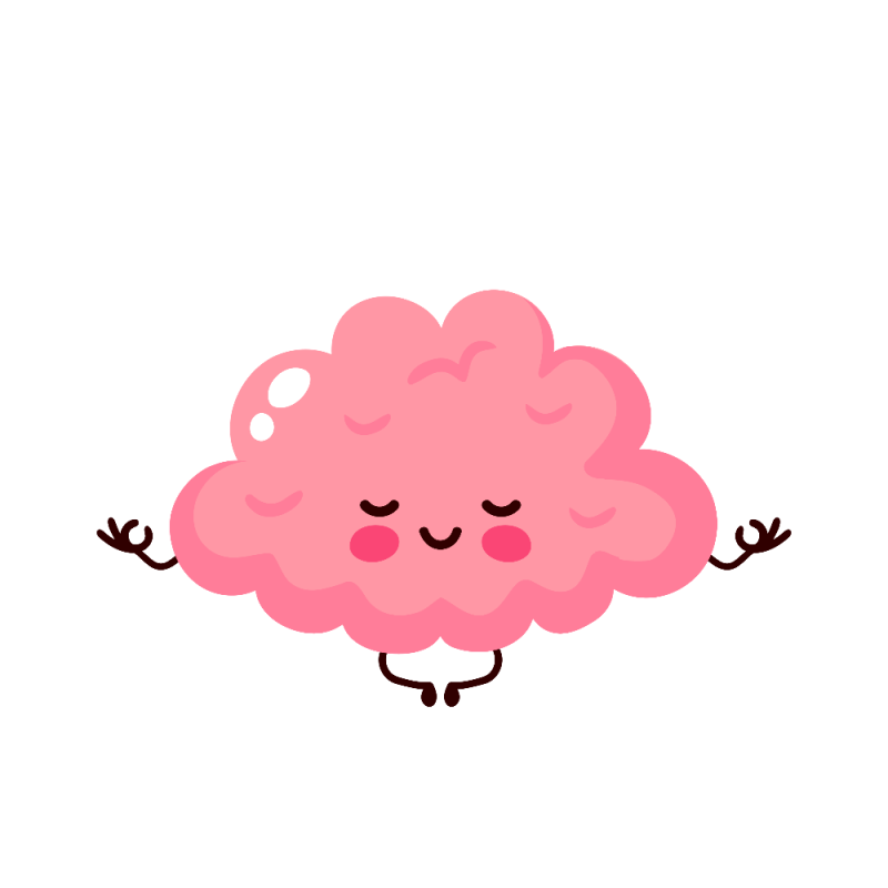 cute brain illustration meditating