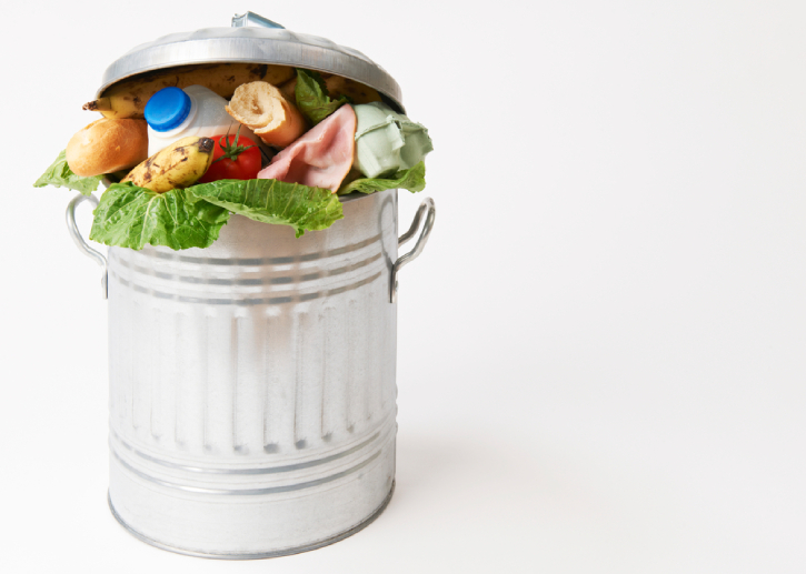 Fresh Food In Garbage Can to Illustrate Food Waste