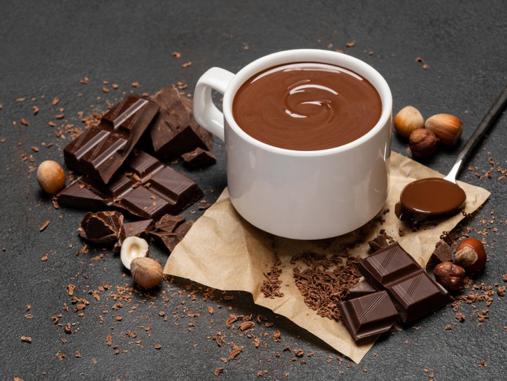 hot chocolate and chocolate bar pieces