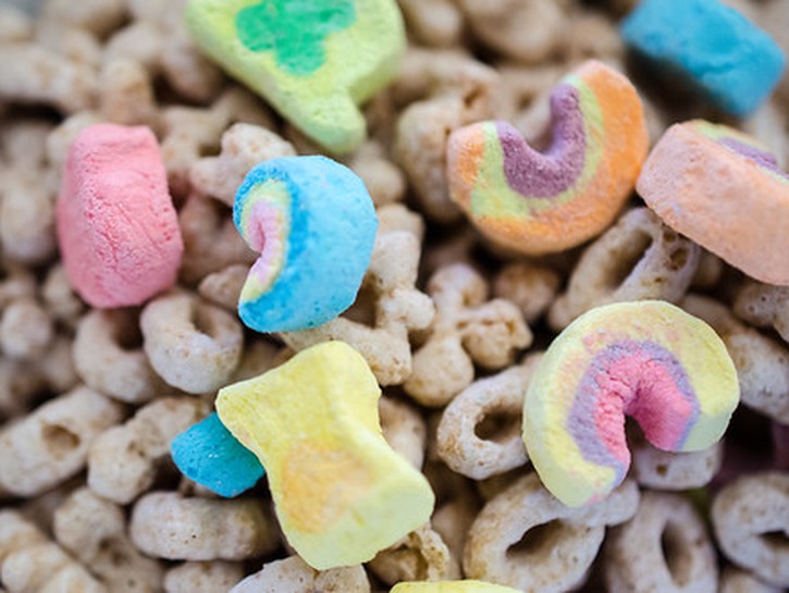 lucky charms cereal closeup