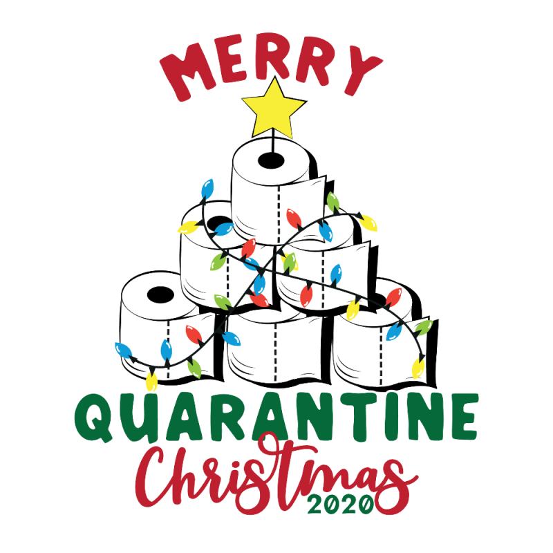 merry quarantine christmas tree made out of toilet paper illustration