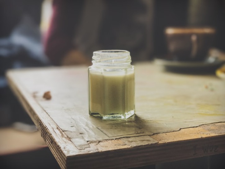 milk in small jar