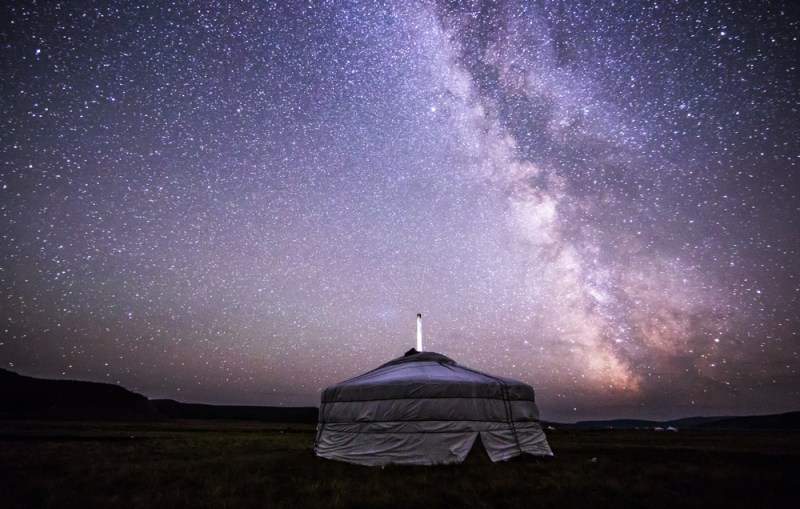 mongolian ger under the milkyway