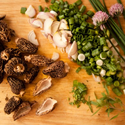 Morels and onions