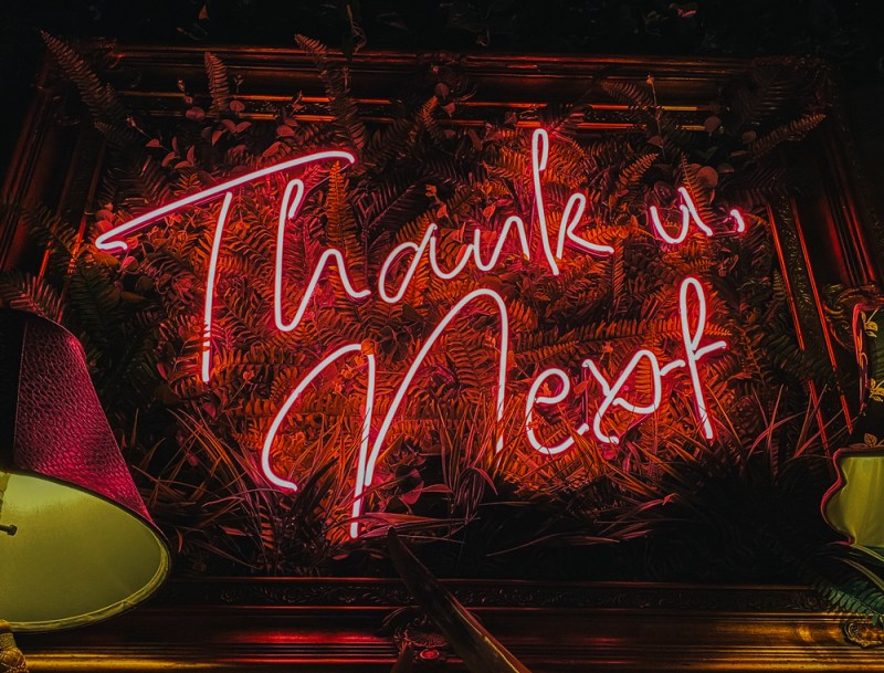 Neon sign, Thank u, Next.