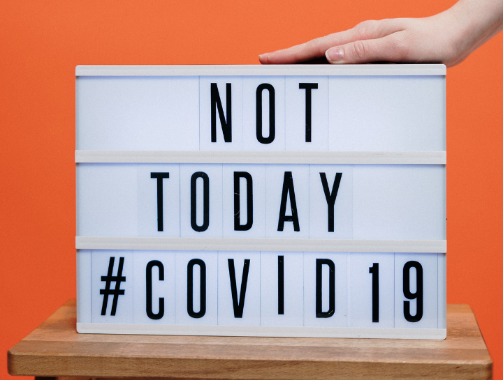 Not today Covid sign orange background