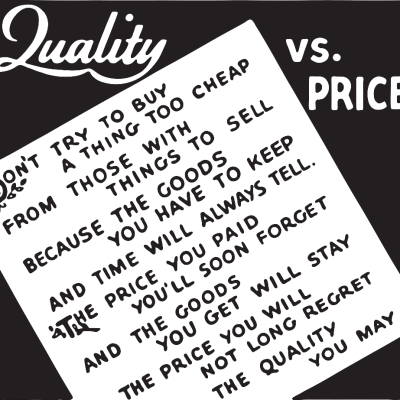 Quality Vs Price - Retro Ad Art Banner for Business