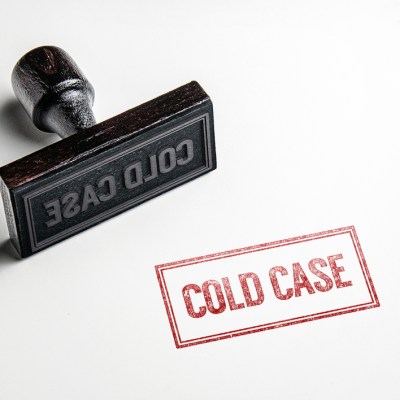 Rubber stamping that says 'Cold Case'