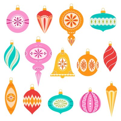 Set of retro Christmas ornaments