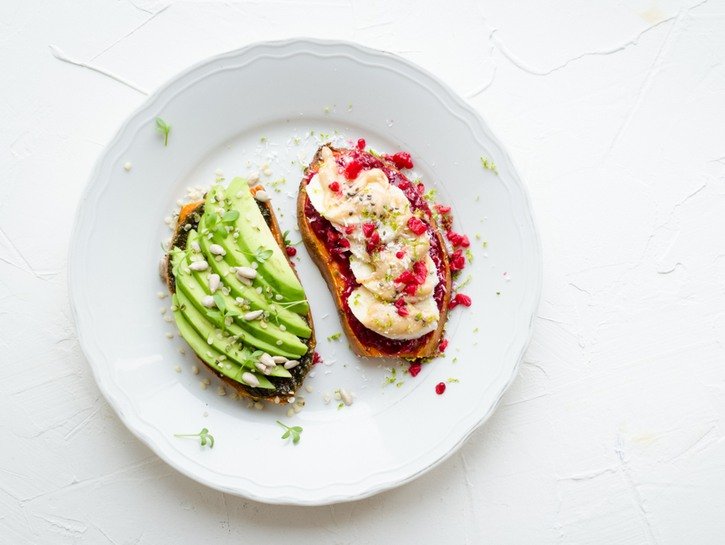 sweet potato toast on white plate
