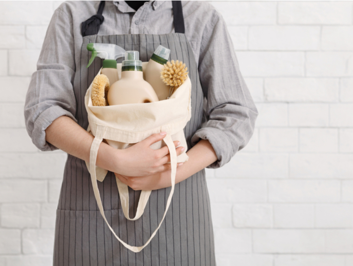 Unrecognizable woman holding Eco-friendly products for home cleaning