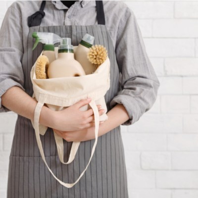 Unrecognizable woman holding Eco-friendly products for home cleaning