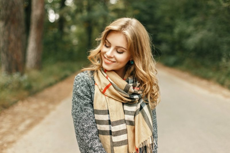 woman in stylish scarf
