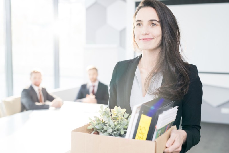 woman quitting job