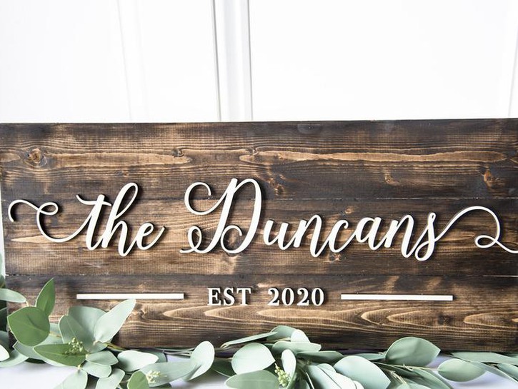 wooden family sign