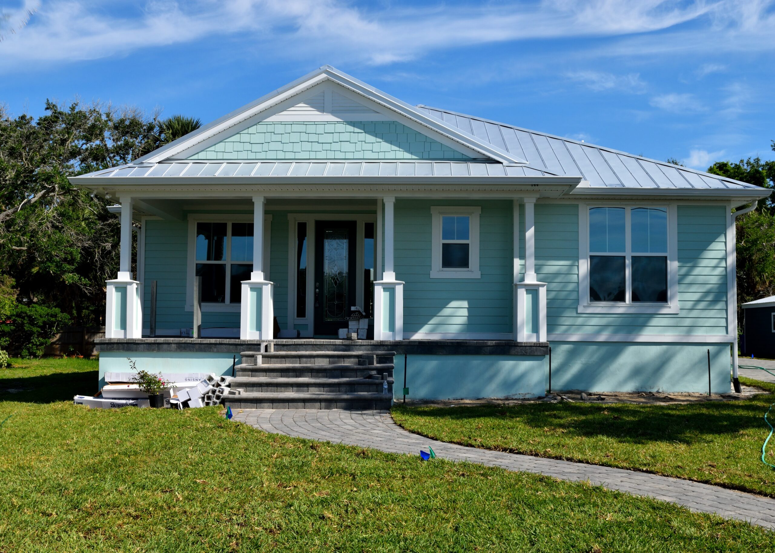 house, lawn, family
