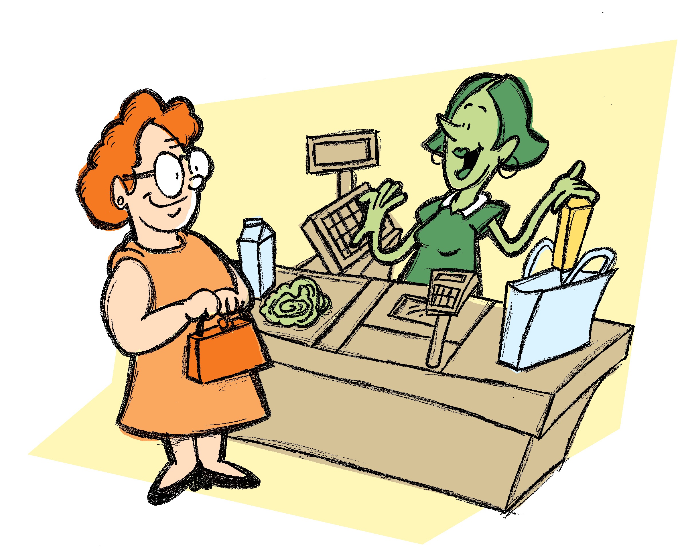 cashier, groceries, supermarket