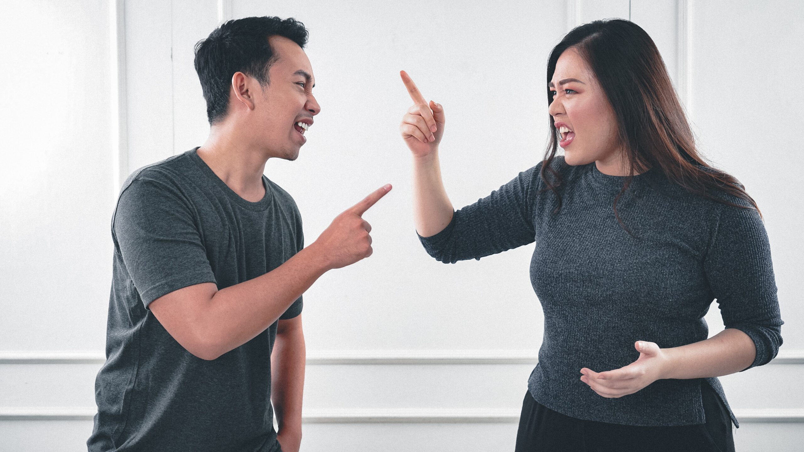 Couple fight each other