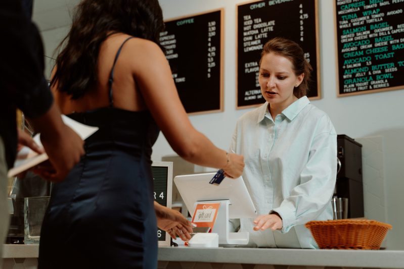 A customer paying through credit card