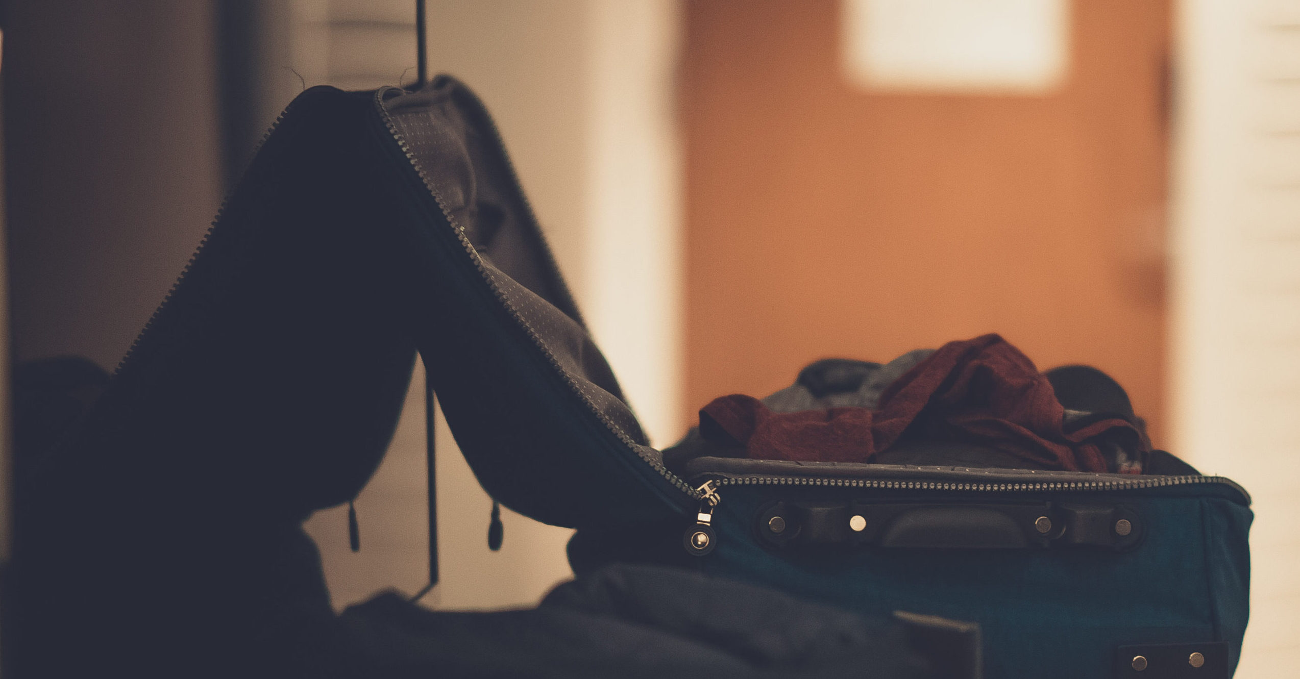 Blue travel luggage